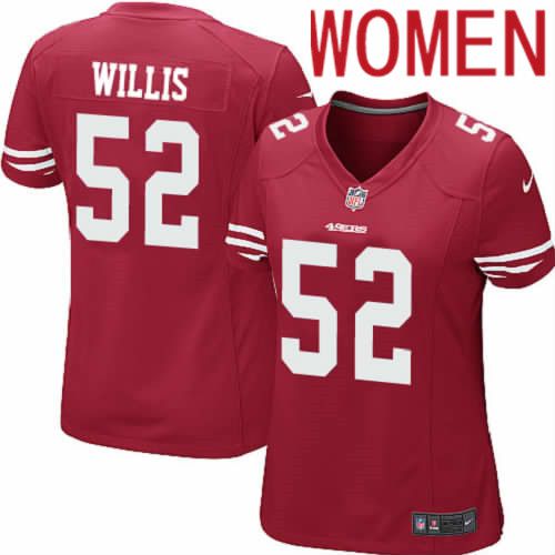 Women San Francisco 49ers #52 Patrick Willis Nike Scarlet Player Game NFL Jersey->women nfl jersey->Women Jersey